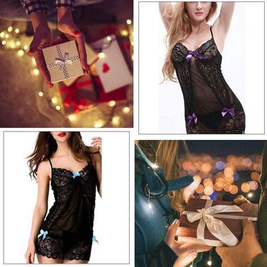 AKAZI Сексуальна білизна на День святого Валентина, жіноча спокуслива білизна, чорна мереживо, мереживна нічна сорочка з зав'язками, виріз, babydoll спідниця, сукня, боді (Синій XXL)