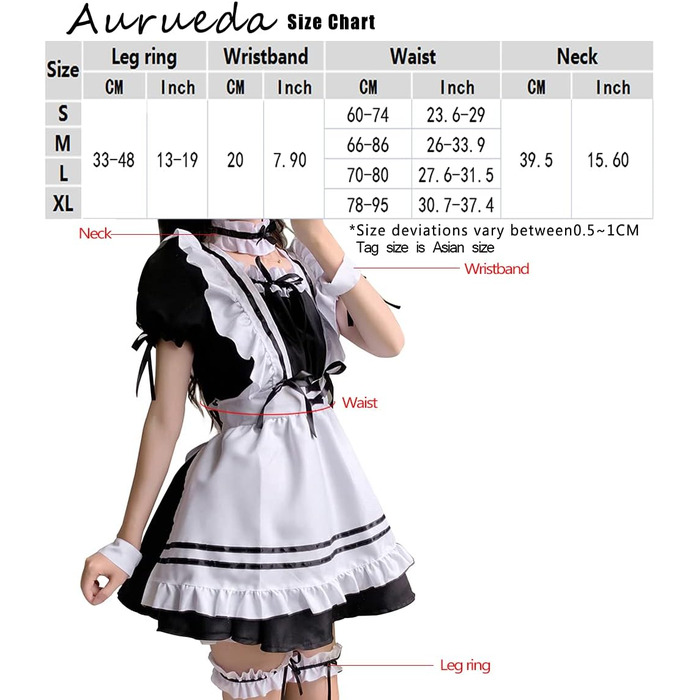 Костюм горничної в стилі аніме, чорний, XL. Комплект для косплею та Хелловін