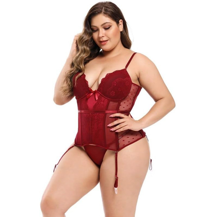 Жіноче корсетне боді з мереживом, витончений дизайн, комплект, фіксуюча білизна, червоний, розмір L