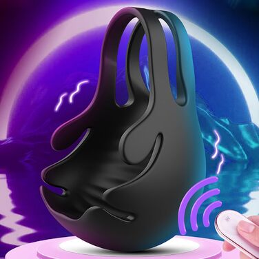 Вібруючий кільце для яєчок з 9 режимами вібрації, масажер для яєчок, пристрій для мастурбації, пульт дистанційного керування, тренажер для чоловіків та пар