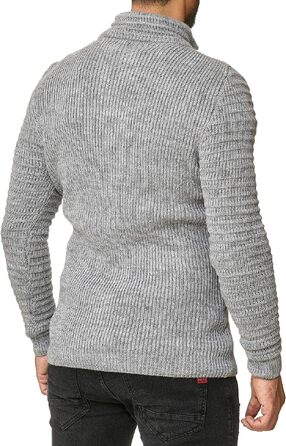 Чоловічий в’язаний кардиган Redbridge зі стійким коміром Basic Luxury, сірий, розмір XL