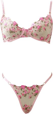 Сексуальна спідниця-халтер та бюстгальтер для жінок WILLBET, комплект нижньої білизни з відкритим промежиною, чорний (Рожевий #7, L)