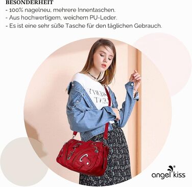 Жіноча сумка-хобо Angelkiss: велика сумка через плече для щоденного використання та подорожей, червона (Getaway Solids)
