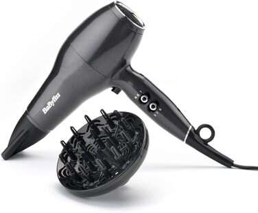Професійний фен для волосся BaByliss Pro Power 2300W з іонною технологією Anti-Frizz, AC-мотором, 3 температурними та 2 швидкісними режимами, чорний, D5245E