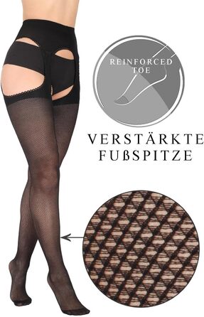 Чорні мереживні панчохи BANANALU 40 Den з вирізом, S, набір 6 шт.