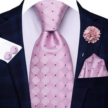 Чоловіча краватка Hi-Tie з набором (покарманець та запонки) для весілля та бізнесу, колір Blush Pink (світло-рожевий)