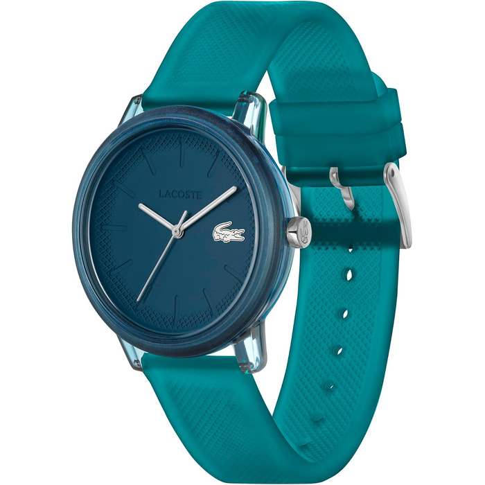 Аналоговий кварцовий годинник Lacoste 12.12 унісекс з силіконовим ремінцем Petit Piqué, бірюзовий (MEN, Turquoise)