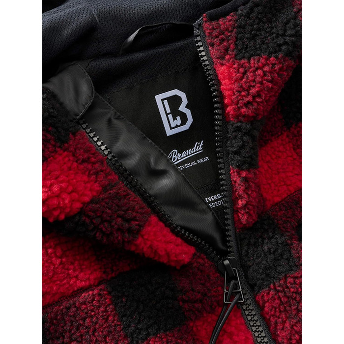 Чоловіча робоча куртка Brandit Teddyfleece Worker Jacket, теплий фліс, червоно-чорна, розмір 3XL