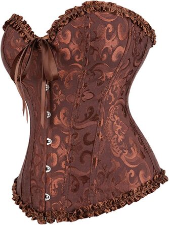 Корсет Daen Korsett для корекції фігури, бюстгальтер-корсеть, готичний стиль, шнурівка, бюстгальтер (Коричневий, S)