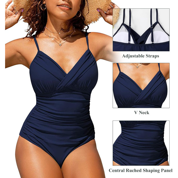 Купальник жіночий з пуш-ап ефектом, V-подібний виріз, стягуючий бандаж, блакитний. Купальник для пляжу та басейну