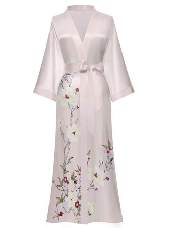 Жіночий шовковий халат-кімоно Moreone з квітковим принтом, довгий, нічна сорочка, атласний халат для нареченої та подружок нареченої (рожевий)