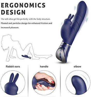 Вібратор для жінок Rabbit, стимулятор клітора та G-точки, з двома моторами, силіконовий дildo, 7 режимів, USB-зарядка, водонепроникний