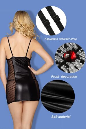 Сукня EROMATE для жінок: облягаюча міні з ефектом мокрого блиску, штучна шкіра, S-M, чорна