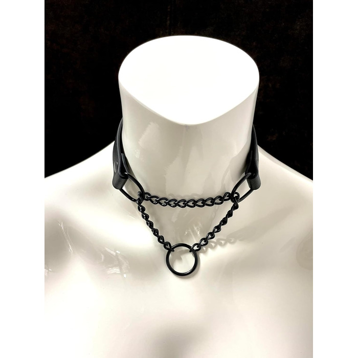 Шкіряне намисто з ланцюгом, готичне намисто з ланцюгом, намисто BDSM (M 38-44 см)