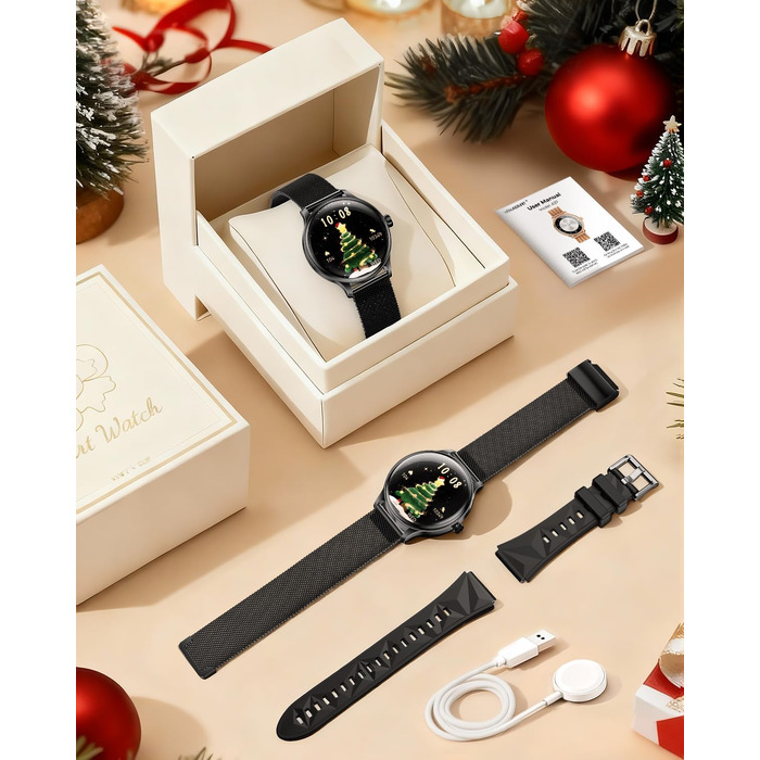 Смарт-годинник WalkerFit для жінок, круглий AMOLED дисплей 1.43