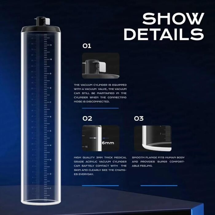 Вакуумний екстендер для збільшення пеніса Guspiun з манометром, для тренувань та SM, 12*2.5IN