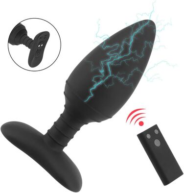 Jpscor Elektro Shock Silikon Анаlvibrator з 10 режимів вібрації та електричною стимуляцією, з пультом дистанційного керування. Іграшка для дорослих для чоловіків та жінок.