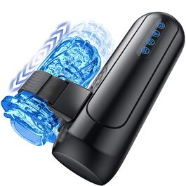 Електричний мастурбатор для чоловіків з 6 режимами та 10 вібраціями, телескопічний, чорно-синій