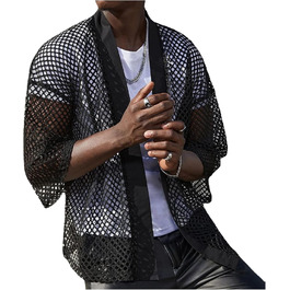 Чоловіча сітчаста футболка Detwen - прозора сорочка для клубу, чорна