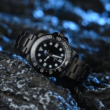Сталевий ремінець для годинника BISONSTRAP з високоякісної сталі 316L, конічної форми, з розкладним замком, чорний, 19мм