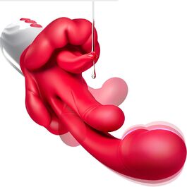 Вібратор дилда G-Punkt 5в1: 10 режимів вібрації, 5 типів вібраторів для язика, 5 режимів гойдання та нагрівання. Іграшка для дорослих, стимулятор клітора.