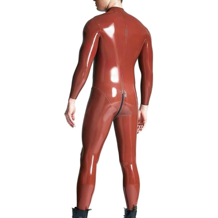 Комбінезон з латексу для чоловіків TIANXIAOQWE, темно-червоний, з блискавкою в паху, розмір XXL