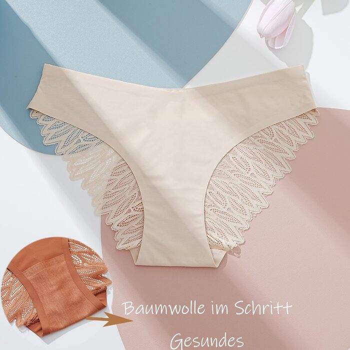 Набір трусів FINETOO Seamess Sips: 6 шт. мереживних гіпстерів для жінок, сексуальний V-подібний крій, S-X