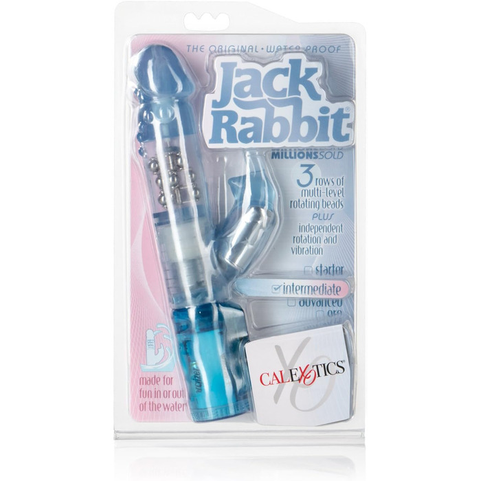 Вібратор Jack Rabbit з стимуляцією клітора, водонепроникний, блакитні плаваючі перлини