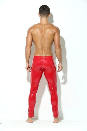 Чоловічі шкіряні лосини Bodywear4you з ефектом лак-латексу, облягаючі, червоні (M)