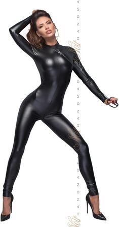 Комбінезон жіночий Noir Handmade з ефектом мокрого блиску, F162, чорний