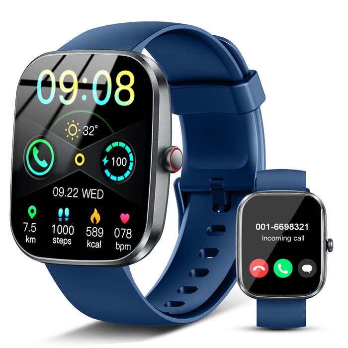 Смарт-годинник унісекс 1.91'' HD 2026 з Bluetooth-дзвінками, фітнес-трекер з моніторингом пульсу, SpO2, сну, 113+ спортивних режимів, водонепроникність IP68 для Android та iOS (Синій)