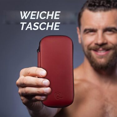Манікюрний набір marQus для жінок та чоловіків, Solingen Made in Germany, 7 предметів зі скляною пилкою та шкіряним чохлом, червоний