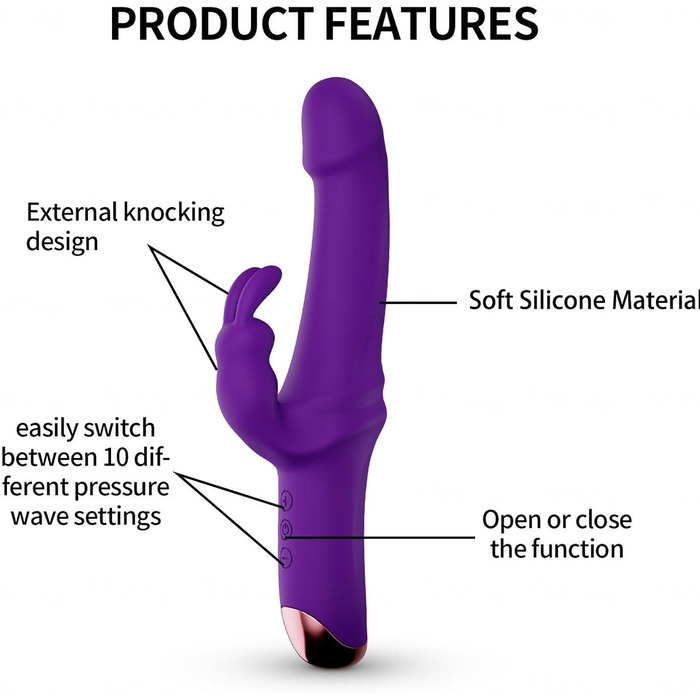 Вібратор Rabbit з силікону для G-точки. 10 режимів вібрації. Чорний колір. Іграшки для дорослих