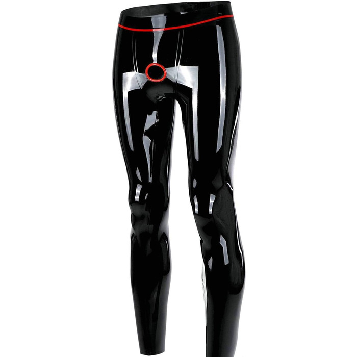 Чорні латексні легінси для чоловіків з відкритим кроком, ручної роботи, Fetish, розмір L, L