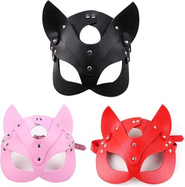 Маска для обличчя SINSEN для жінок з шкіри, котячий дизайн, 3 шт. для косплею, Хелловін, карнавалу
