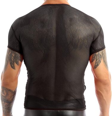 Чоловіча футболка з сітки для клубу, мереживна, прозора, дихаюча. Стильна футболка для танців, біла.