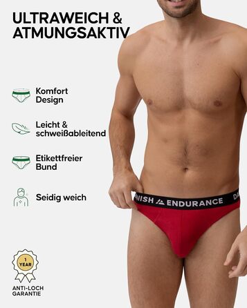 Труси чоловічі DANISH ENDURANCE 6 шт. з бамбука, класичні, м'які, з еластиком, без етикетки, 3XL (6 кольорів)