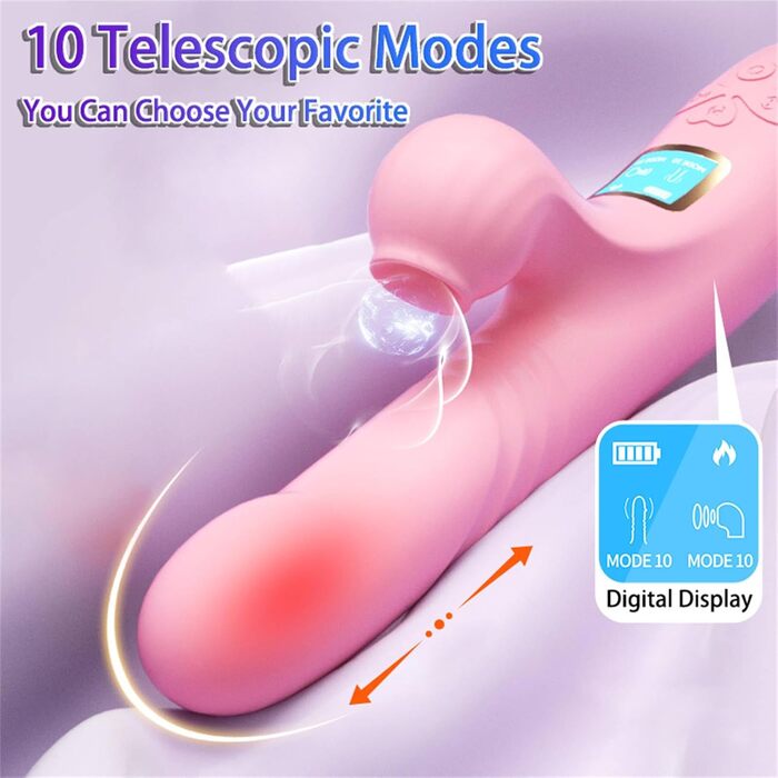 Вібратор Rabbit Silikon для G-точки з 10 режимами та LCD-дисплеєм. Червоний