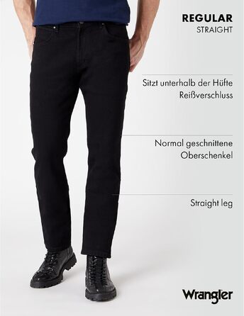 Чоловічі джинси Wrangler Regular Fit Regular - середня посадка, колір Black Rinse (синьо-чорний), W34 L30