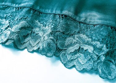 Халат жіночий довгий/короткий однотонний мереживний, шовковий сатин, кімоно, для дому, літній, BABEYOND, універсальний розмір (єдиний розмір, блакитний павич)