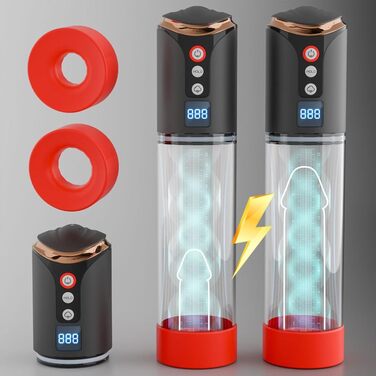 Електрична пеніс-насос Kuaecr для чоловіків: 8 режимів, 2 насадки, подовження ерекції, USB-зарядка