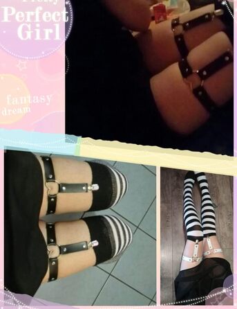 Жіночі шкіряні гетри на стегна, регульовані, з сердечками, з кліпсами, в стилі панк/готичний, для високих шкарпеток, 2 шт. чорні, 2 шт. з білою мереживом (2 шт. чорні, 2 шт. білі, 2 шт. рожеві сердечка)