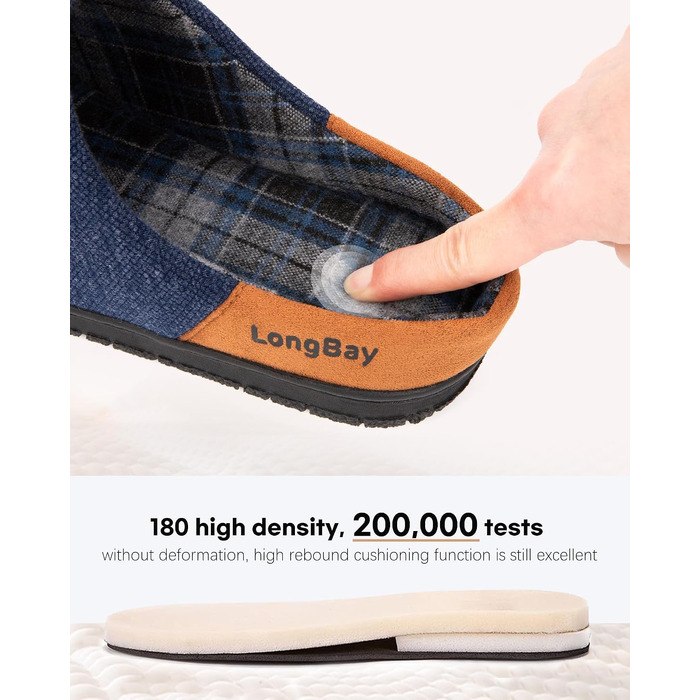 Чоловічі в'язані тапочки LongBay з ефектом пам'яті (Memory Foam), дихаючі домашні капці для будь-якої пори року, сині, розмір 44 EU