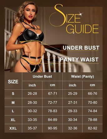 Жіночий комплект спідньої білизни RSLOVE з бретельками - Сексуальна білизна бюстгальтер та труси, 6 предметів, чорний колір