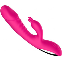 Вібратор силіконовий для G-точки з 10 режимами вібрації, нагріванням, для жінок. Кролик, рожевий. Інтимні іграшки