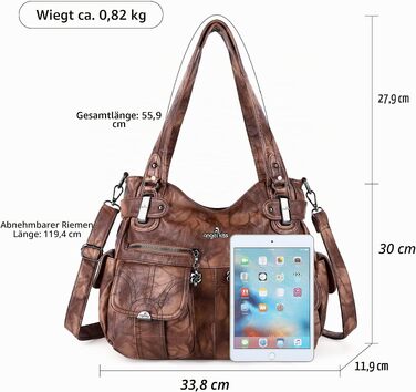 Жіноча сумка-шопер Angel Kiss через плече (Tote-Hobo-Crossbody), коричнева, модель 5739-1