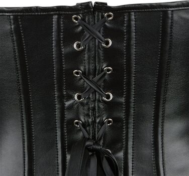 Жіночий корсет Grebrafan на блискавці з штучної шкіри, чорний (32-34)