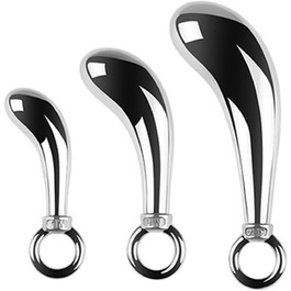 Анальний масажер JXszxbt з нержавіючої сталі (S, M, L) з кільцем для фіксації. Стимулятор G-точки, масажер простати, ануса. Іграшка для дорослих для жінок, чоловіків, пар.