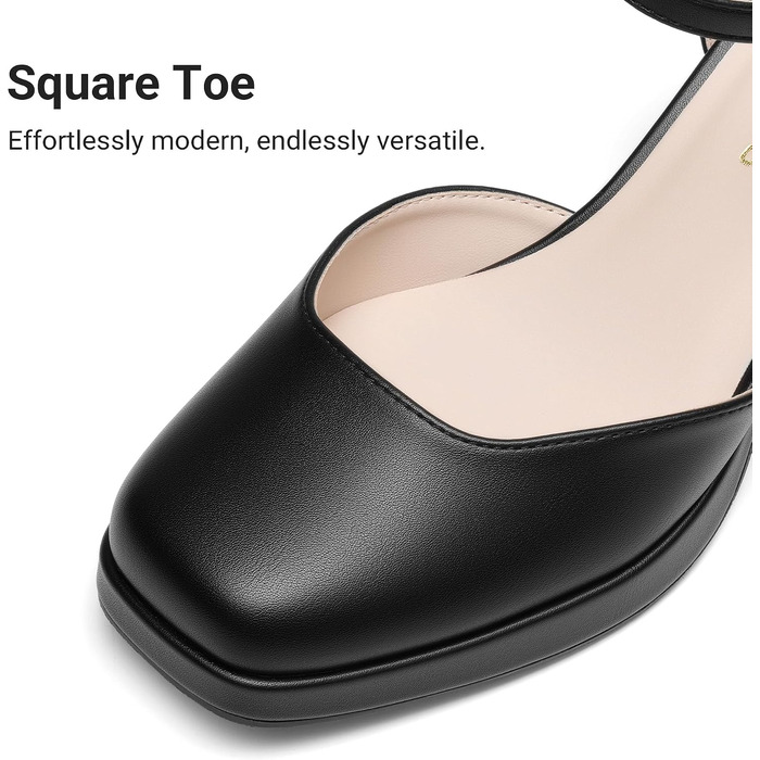 Жіночі туфлі Mary Jane Dream Pairs на масивній платформі, чорні, екошкіра (PU), розмір 39 EU