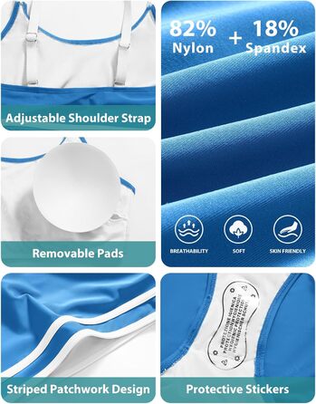 Бікіні Tuopuda з високою талією, спортивний двочастинний купальник з пуш-ап, блакитний, XL